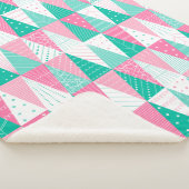 ピンクとティール(緑がかった色)クリスマスツリー シェルパブランケット (3/4)