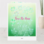 ピンクとティール(緑がかった色)グリーンフローラ カード (裏面)