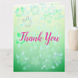 ピンクとティール（緑がかった色）グリーンフローラ カード