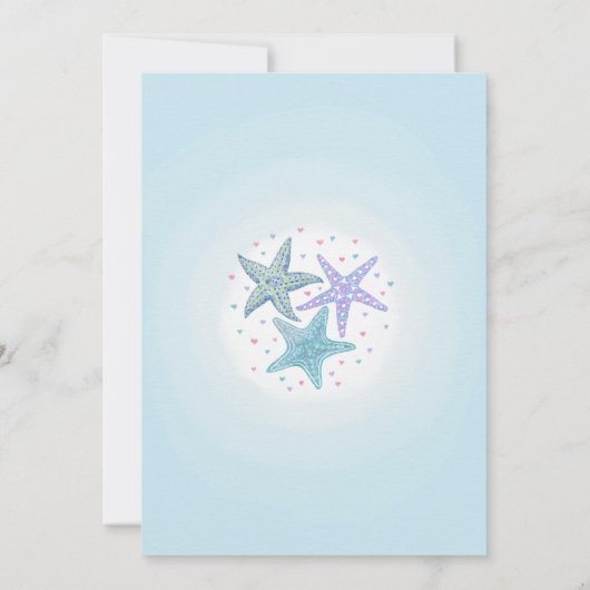 ピンクとティール(緑がかった色)ザシーマーメイド誕生日 招待状 (裏面)