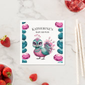 ピンクとティール（緑がかった色）ジュエルベビーピーコックベビーシャワー スタンダードカクテルナプキン (インサイチュ)