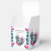 ピンクとティール（緑がかった色）ジュエルベビーピーコックベビーシャワー フェイバーボックス (オープン)