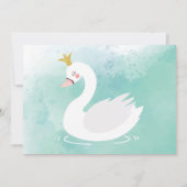 ピンクとティール(緑がかった色)スワンプリンセスガール誕生日 招待状 (裏面)