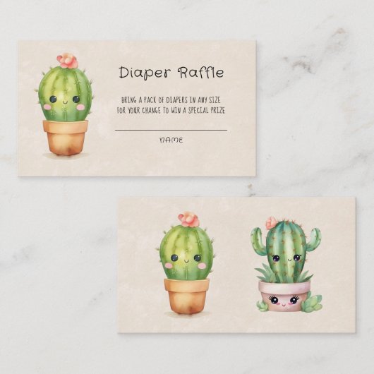 ピンクとティール（緑がかった色）タートルバブルおむつラッフル 名刺 (正面/裏面)