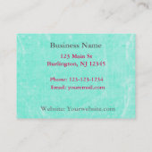 ピンクとティール（緑がかった色）ピンクボウグリッター名刺 予約カード (裏面)