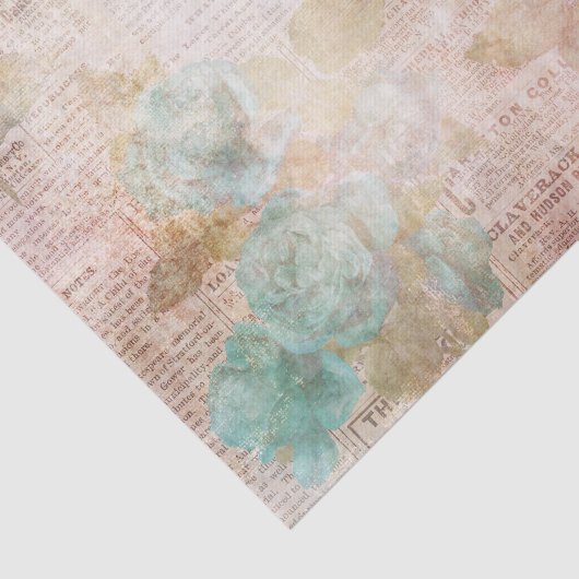 ピンクとティール(緑がかった色)フローラエフェラ 薄葉紙 (詳細)