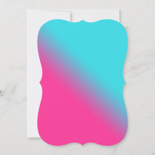 ピンクとティール（緑がかった色）ブルーの渦巻きバルミツワー 招待状 (裏面)