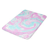 ピンクとティール（緑がかった色）ブルーコットンキャンディカラーズマーブル バスマット (アングル)