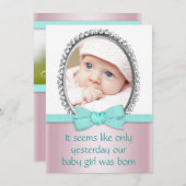 ピンクとティール（緑がかった色）ブルースウィート16パーティー 招待状 (正面/裏面)