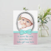 ピンクとティール（緑がかった色）ブルースウィート16パーティー 招待状 (スタンド正面)