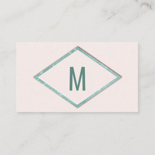 ピンクとティール（緑がかった色）ブルーフェイクグリッターシークイン結婚ズ プレイスカード (裏面)