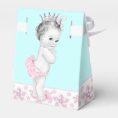 ピンクとティール（緑がかった色）ブルー赤ちゃんシャワーお気に入りボックス フェイバーボックス (裏面サイド)