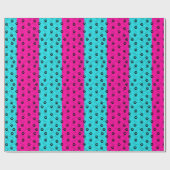 ピンクとティール（緑がかった色）ポープリント ラッピングペーパー (フラット)