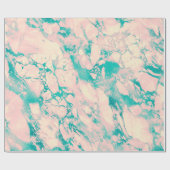 ピンクとティール(緑がかった色)マーブルスワールリュックス ラッピングペーパー (フラット)