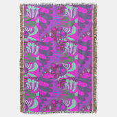 ピンクとティール(緑がかった色) モダン スローブランケット (正面縦)