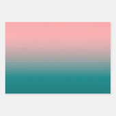 ピンクとティール（緑がかった色） ラッピングペーパーシート (正面3)