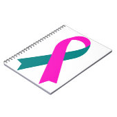 ピンクとティール(緑がかった色)リボンBRCA 1 & 2遺伝性 ノートブック (左側)