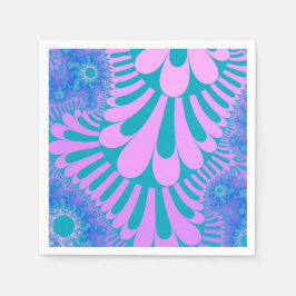 ピンクとティール（緑がかった色）ループ スタンダードカクテルナプキン