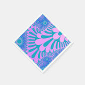 ピンクとティール(緑がかった色)ループ スタンダードカクテルナプキン (角)