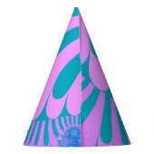 ピンクとティール（緑がかった色）ループ パーティーハット (裏面)