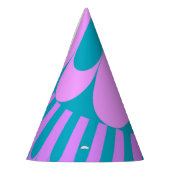 ピンクとティール（緑がかった色）ループ パーティーハット (左)