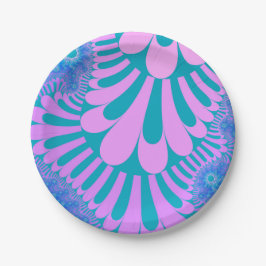 ピンクとティール（緑がかった色）ループ ペーパープレート