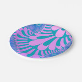 ピンクとティール（緑がかった色）ループ ペーパープレート (アングル)