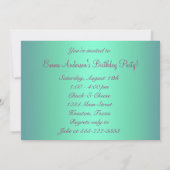 ピンクとティール(緑がかった色)回転木馬ポニーバースデーパーティー 招待状 (裏面)