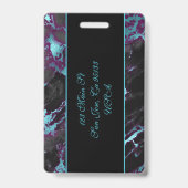 ピンクとティール（緑がかった色）大理石スタイルラゲッジタグバッジ バッジ (裏面)