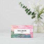 ピンクとティール（緑がかった色）抽象芸術の水色動揺して 名刺 (スタンド正面)