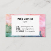 ピンクとティール（緑がかった色）抽象芸術の水色動揺して 名刺 (裏面)