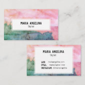 ピンクとティール（緑がかった色）抽象芸術の水色動揺して 名刺 (正面/裏面)