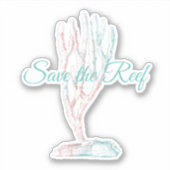 ピンクとティール（緑がかった色）救ザリーフウォーターカラービニルデカール シール (正面)