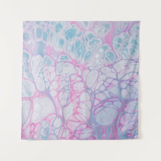 ピンクとティール（緑がかった色）絵画抽象芸術 タペストリー (正面)