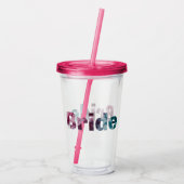 ピンクとティール(緑がかった色)質花嫁 アクリルタンブラー (裏面)