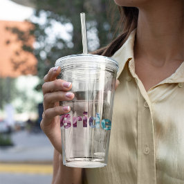 ピンクとティール（緑がかった色）質花嫁 アクリルタンブラー