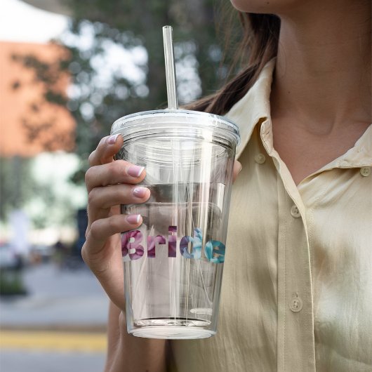 ピンクとティール(緑がかった色)質花嫁 アクリルタンブラー