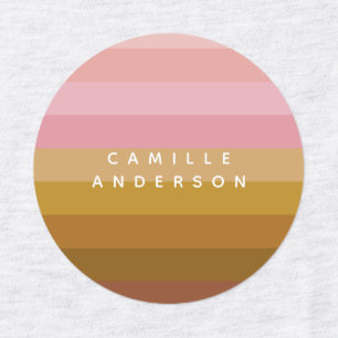 ピンクとテラコッタボホのジオメトリストライプ名   ラベル