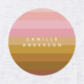 ピンクとテラコッタボホ幾何ストライプ的な名前 ラベル (デザイン2)