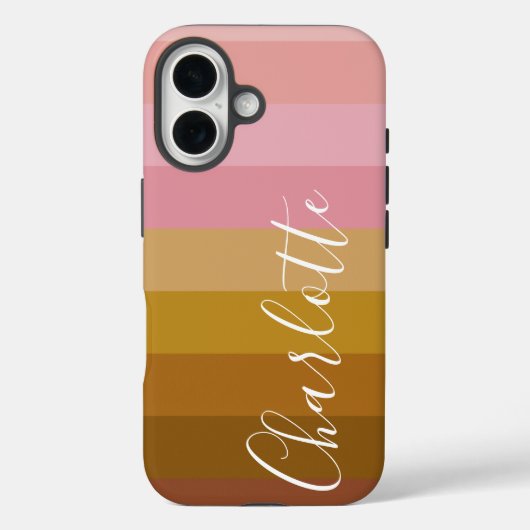 ピンクとテラコッタボホ幾何ストライプ的な名前 Case-Mate iPhoneケース (裏面)