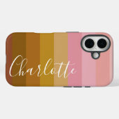 ピンクとテラコッタボホ幾何ストライプ的な名前 Case-Mate iPhoneケース (裏面 (横))