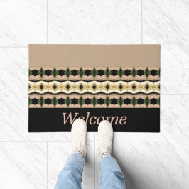 ピンクとトープと黒 ドアマット