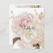 ピンクとトープのフローラテーブルのシーティングカード ポストカード (正面/裏面)