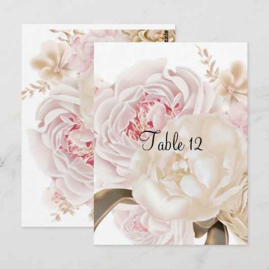 ピンクとトープのフローラテーブルのシーティングカード ポストカード (正面/裏面)