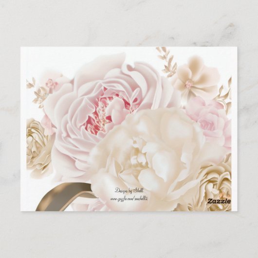 ピンクとトープのフローラテーブルのシーティングカード ポストカード (裏面)