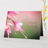ピンクとトープの悔やみや弔慰 カード (黄色い花)