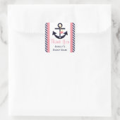 ピンクとネイビーのいかりパーティー好意ステッカー スクエアシール (バッグ)