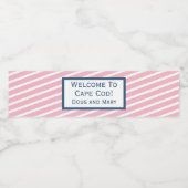 ピンクとネイビーのウェルカムウォーターボトルラベル ペットボトルラベル (シングルラベル)