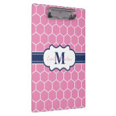 ピンクとネイビーのモノグラム幾何学模様 クリップボード (右)