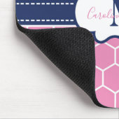 ピンクとネイビーのモノグラム幾何学模様 マウスパッド (コーナー)